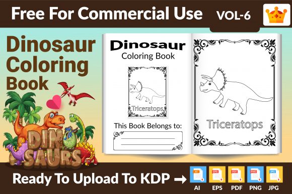 Dinosaur Coloring Book KDP Interior V.6: A Creative and Engaging Resource for Kids and Business Owners