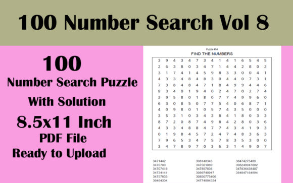 Discover 100 Number Search Puzzles for KDP